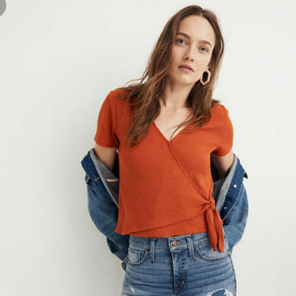 Madewell Texture & Thread Wrap Crop Top